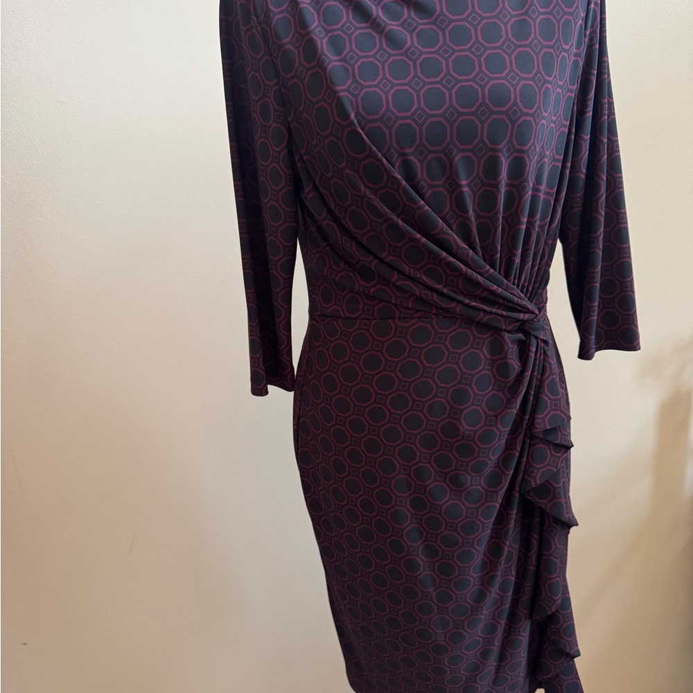 Lauren Ralph Lauren Blue Sheath Midi Dress with Cowl Neck